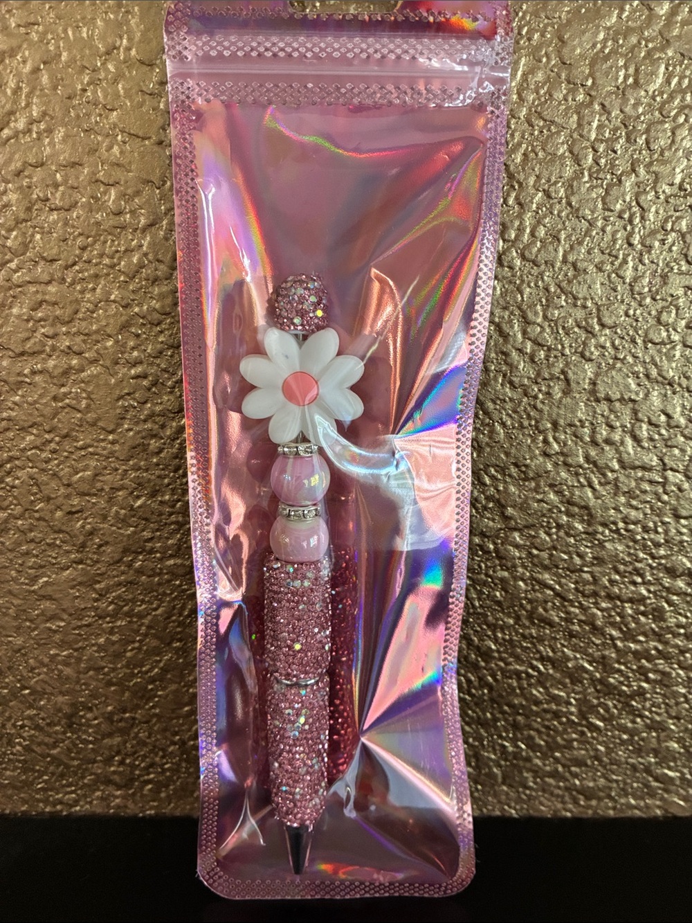 Bling Pink Crystal Daisy Ballpoint Pen